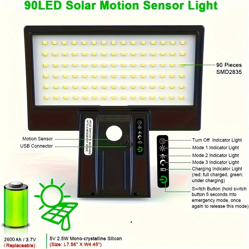 Lampe Solaire d'Extérieur à LED avec Détecteur de Mouvement – Lumière Gratuite à Vie