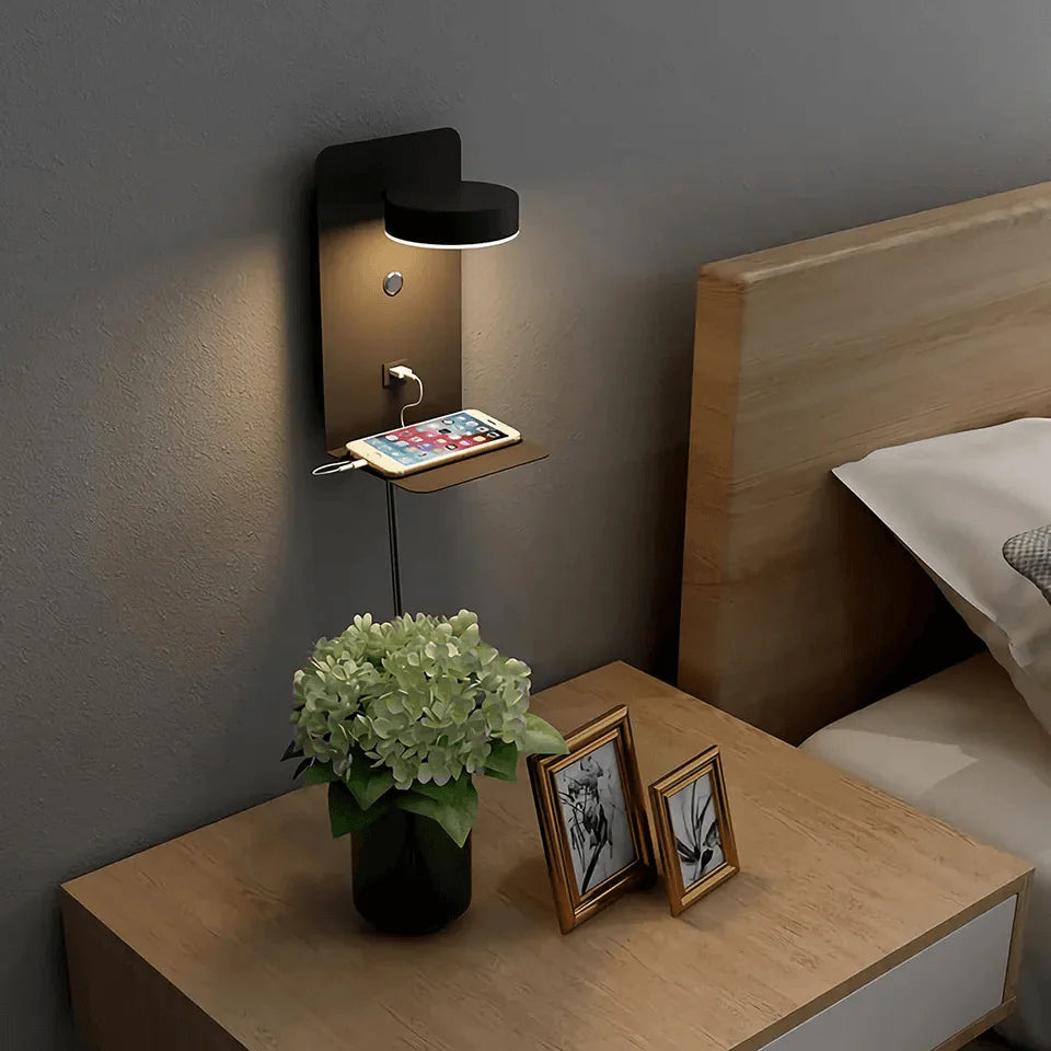 Lampe de Chevet Multifonctionnelle avec Station de Charge Sans Fil