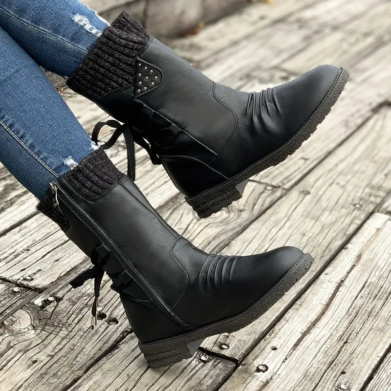 Boots Orthopédiques Femme – Fermeture éclair latérale à nouer