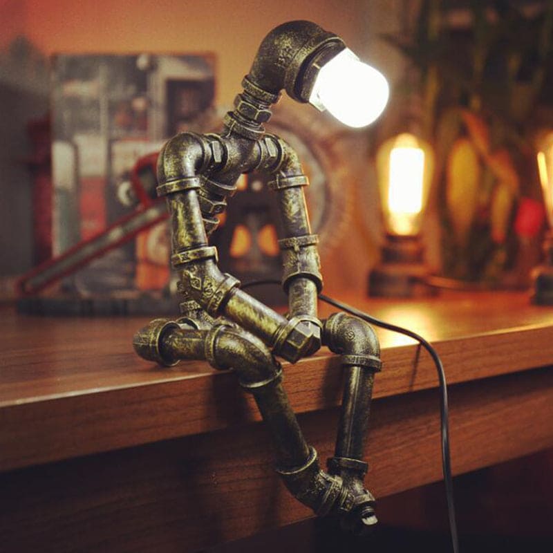 Lampe Robot Industrielle Originale avec Cadre en Fer