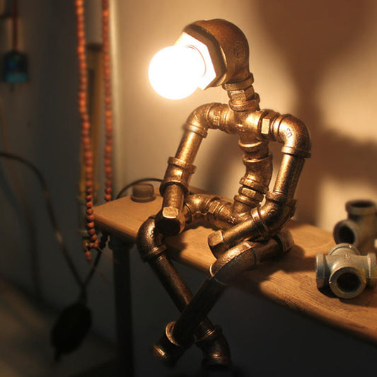 Lampe Robot Industrielle Originale avec Cadre en Fer