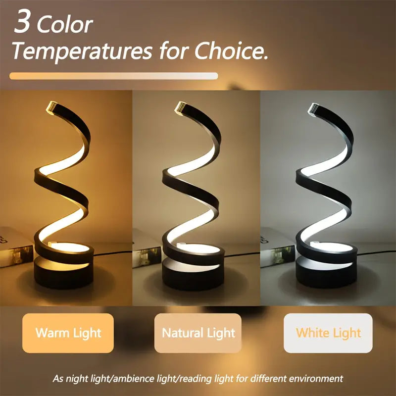 Lampe de Table LED en Spirale au Design Moderne (À Intensité Variable)