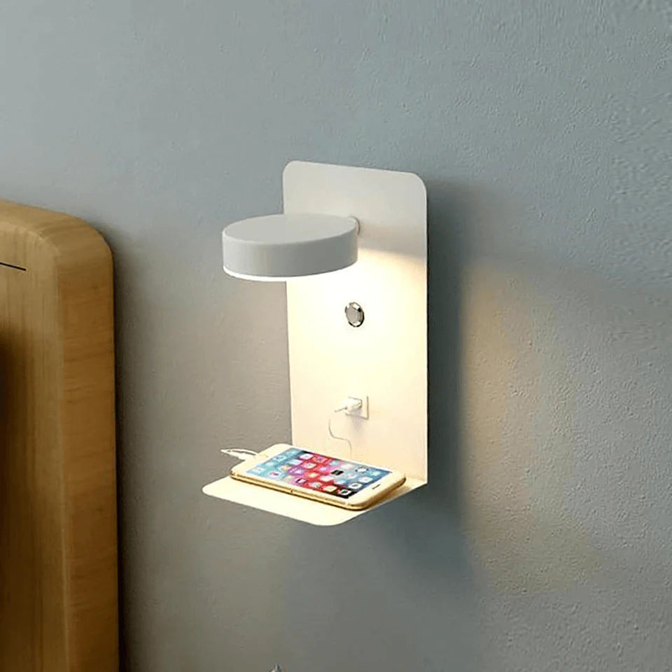 Lampe de Chevet Multifonctionnelle avec Station de Charge Sans Fil