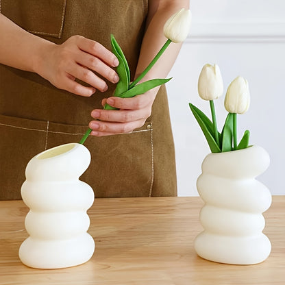 Vase en plastique blanc chic en spirale