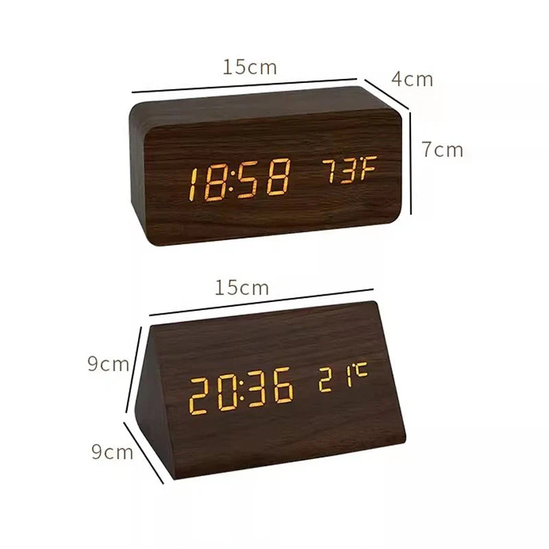 Réveil - Montre en bois avec Affichage LED et Commande Vocale