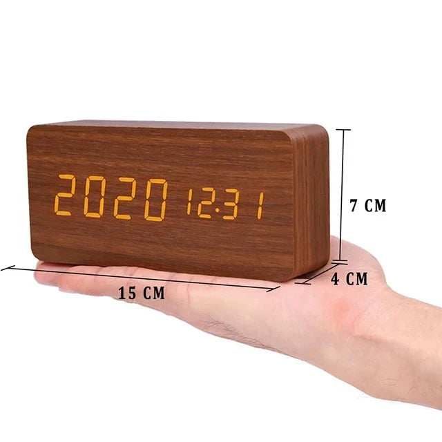 Réveil - Montre en bois avec Affichage LED et Commande Vocale